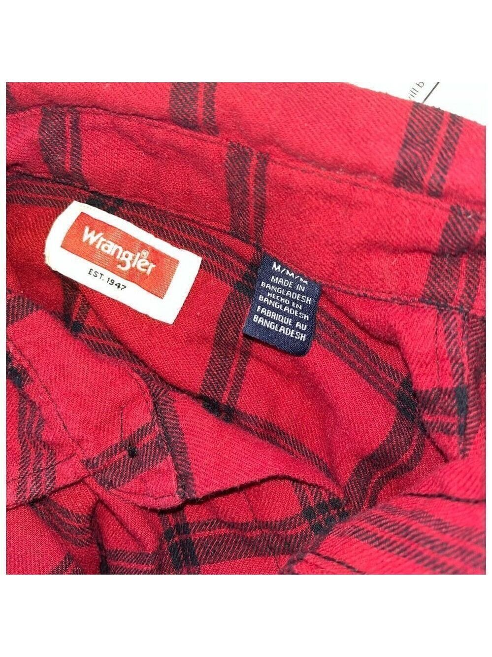 Red Plaid! Wrangler red plaid shirt sz med long sleeve - Picture 9 of 16